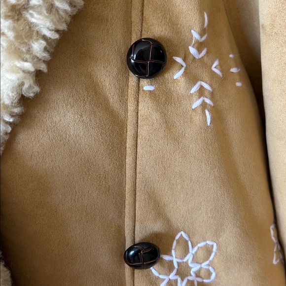 NWT Driftwoold Tan faux suede Double Breasted Sherpa lined Jacket largeβ - Picture 5 of 10